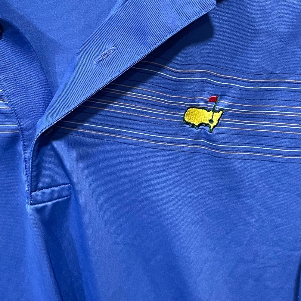 MASTERS TECH Golf Polo Shirt Mens Large Blue Short Sleeve Masters Logo - Picture 2 of 8